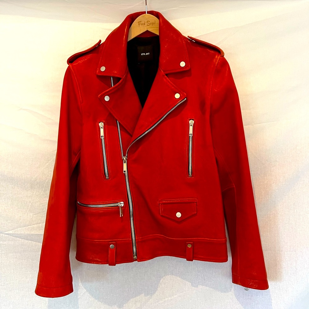LTH JKT - 'L01' Style Red Leather Biker Jacket Fred Segal - Saint Laurent/Celine